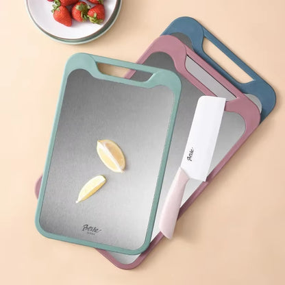 Multi-Functional Two-Sided Chopping Board Stainless Steel and Plastic Chopping Board for Cutting Vegetables and Meat Deli Boards